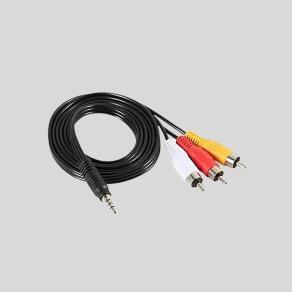 NISHTECH for 3.5 mm Male to 3RCA Male Plug Stereo Audio Video AUX Cable 1.5 M,3.5 mm to RCA AV Camcorder Video Cable for Smartphones,MP3,Tablets,Speakers,Home Theater,Black